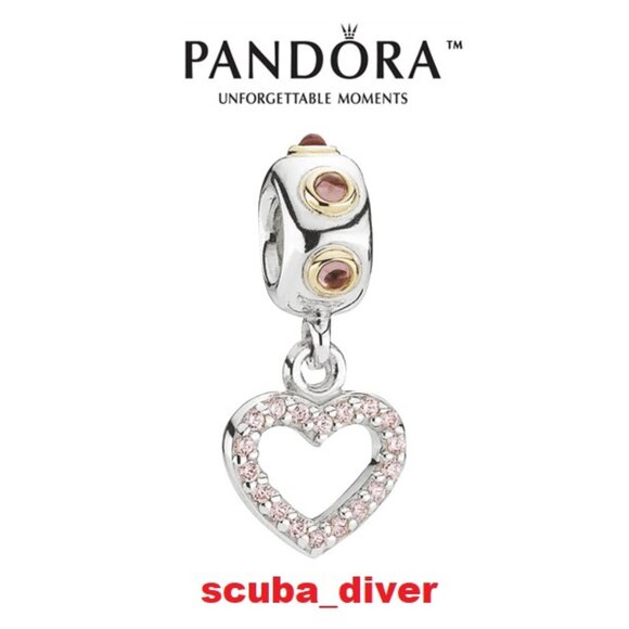 Pandora Jewelry - RARE 14k Gold Be My Valentine Rhodolite Heart Dangle Charm Pandora Retired